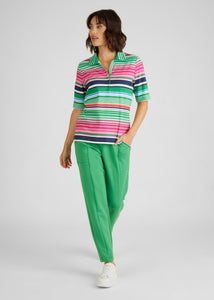 121360- Striped Polo Top with Buttons- Rabe