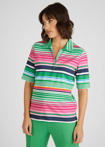 121360- Striped Polo Top with Buttons- Rabe
