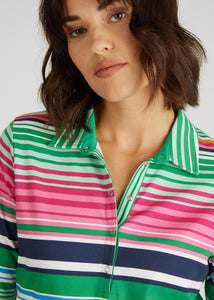 121360- Striped Polo Top with Buttons- Rabe