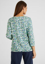 Load image into Gallery viewer, 311351- Rabe T-shirt with 3/4 sleeve &amp; button neckline- Green Mix