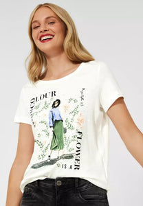 318511- T-shirt with print- One Street Seven Boutique Fifty white- – Off