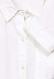 343762- Linen Mix Collared Shirt- White- Cecil