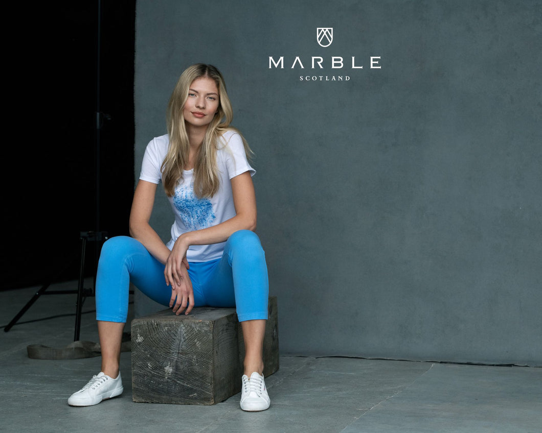 6076 Marble Print Top - Blue