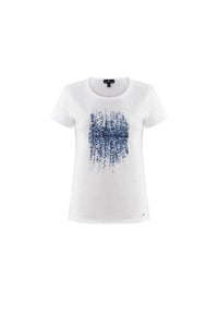 6076 Marble Print Top - White