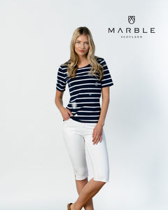 6080 Marble Top- Navy Stripe