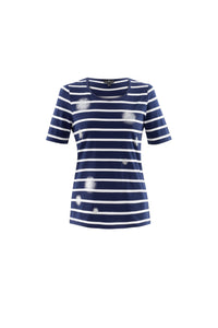 6080 Marble Top- Navy Stripe
