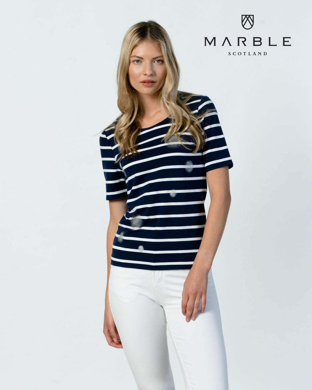 6080 Marble Top- Navy Stripe