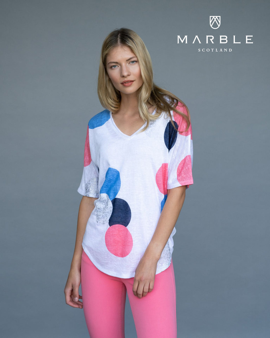 6095 Marble Top with Vest Top - Pink