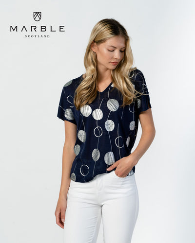 6097 Marble Spot Top - Navy