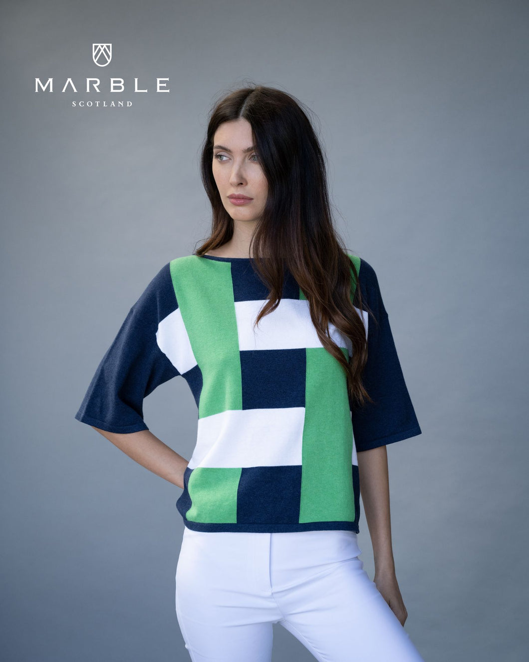 6112 Marble Stripe Sweater - Green