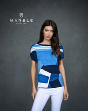 Load image into Gallery viewer, 6190 Marble Print Top - Blue