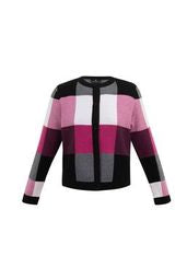 6378 Marble Check Cardigan- Pink