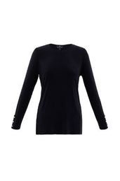 6401 Marble Long Sleeve Top- Black