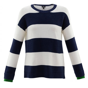 6749- Stripe Jumper & Snood- Navy/Green- Marble