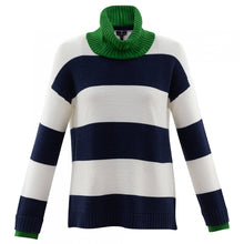Load image into Gallery viewer, 6749- Stripe Jumper &amp; Snood- Navy/Green- Marble
