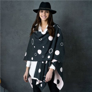 6777- 2Tone Cape Dotted Design- Charcoal/Pink- Marble