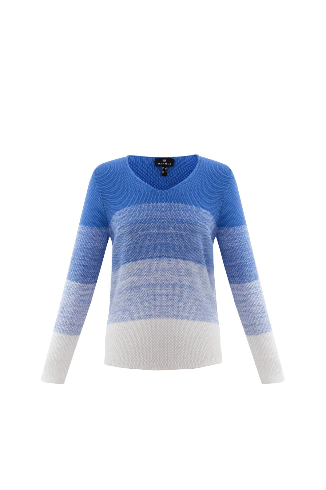 6563- Blue Stripe V-Neck Sweater- Marble