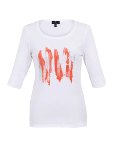 6928- Marble Brush Stroke Print Top