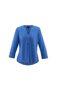6518- Blue V-Neck Blouse- Marble