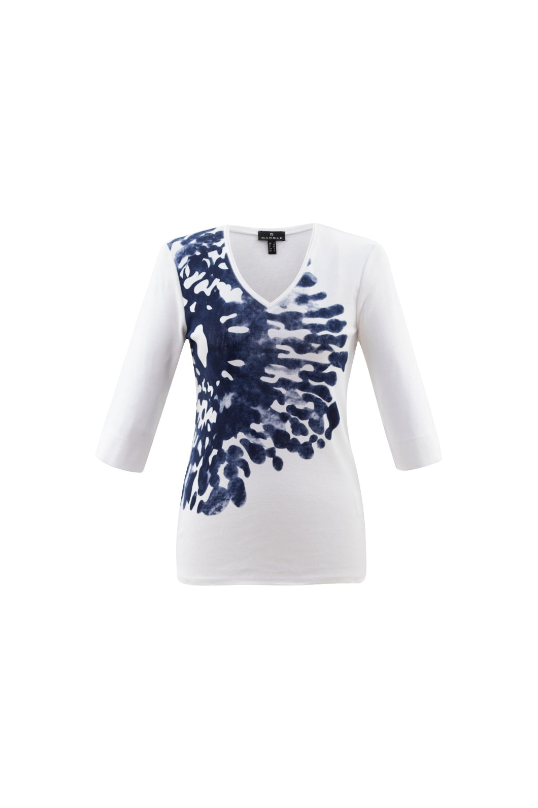6529- Navy Print T-Shirt- Marble