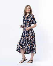 Load image into Gallery viewer, 6611-Navy/Orange Print Dress- Marble