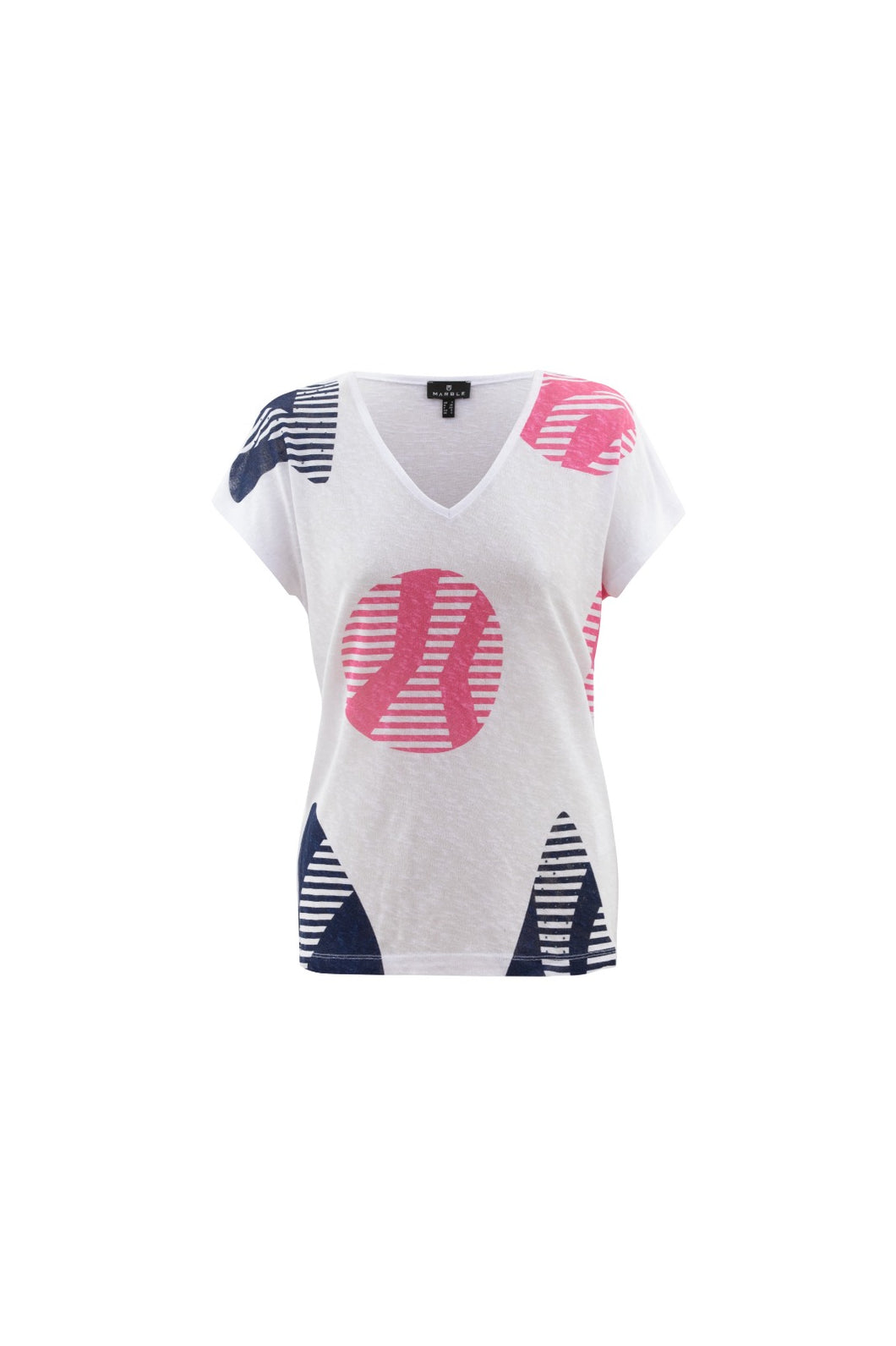 6552- Pink Circle Print T-Shirt - Marble