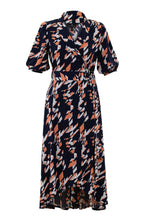 Load image into Gallery viewer, 6611-Navy/Orange Print Dress- Marble