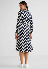 Load image into Gallery viewer, 143526-Zig Zag Print Midi Shirt Dress- Navy- Street One