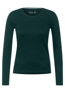 318628- Basic Long Sleeve Top Dark Green- Cecil