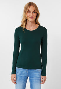 318628- Basic Long Sleeve Top Dark Green- Cecil