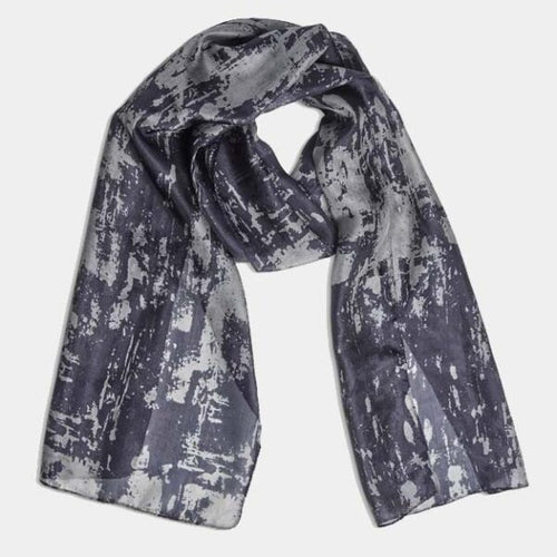 Baroque Navy Silk Scarf -Quintessential