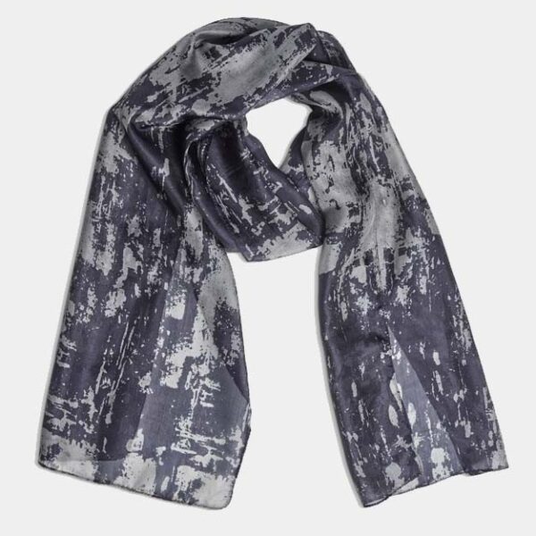 Baroque Navy Silk Scarf -Quintessential