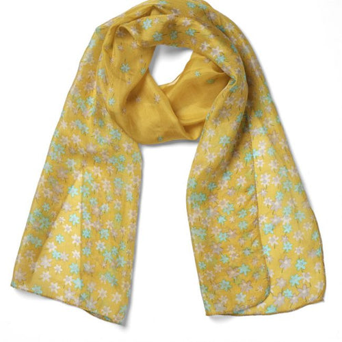 Blossom Mustard Silk Scarf -Quintessential