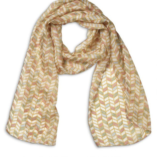 Chevron Pink/Green Silk Scarf -Quintessential