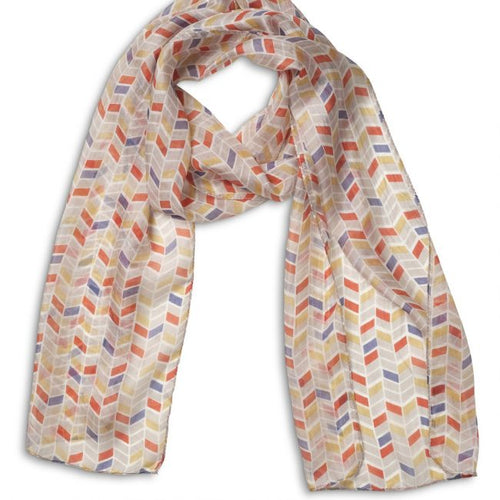 Chevron Red/Blue Silk Scarf -Quintessential