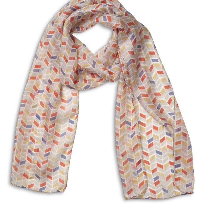 Chevron Red/Blue Silk Scarf -Quintessential