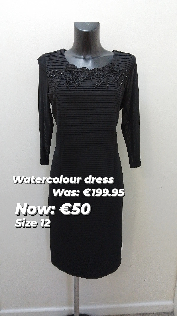 W114 Watercolours Black Pearl Design Dress