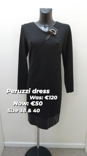 W18128- Peruzzi Buckle neckline dress