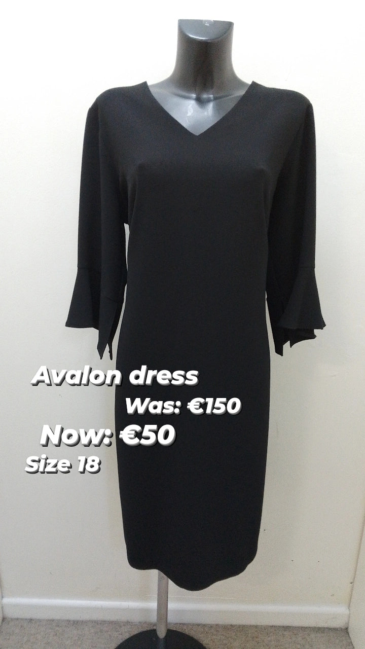 A6859 Avalon V neck black dress