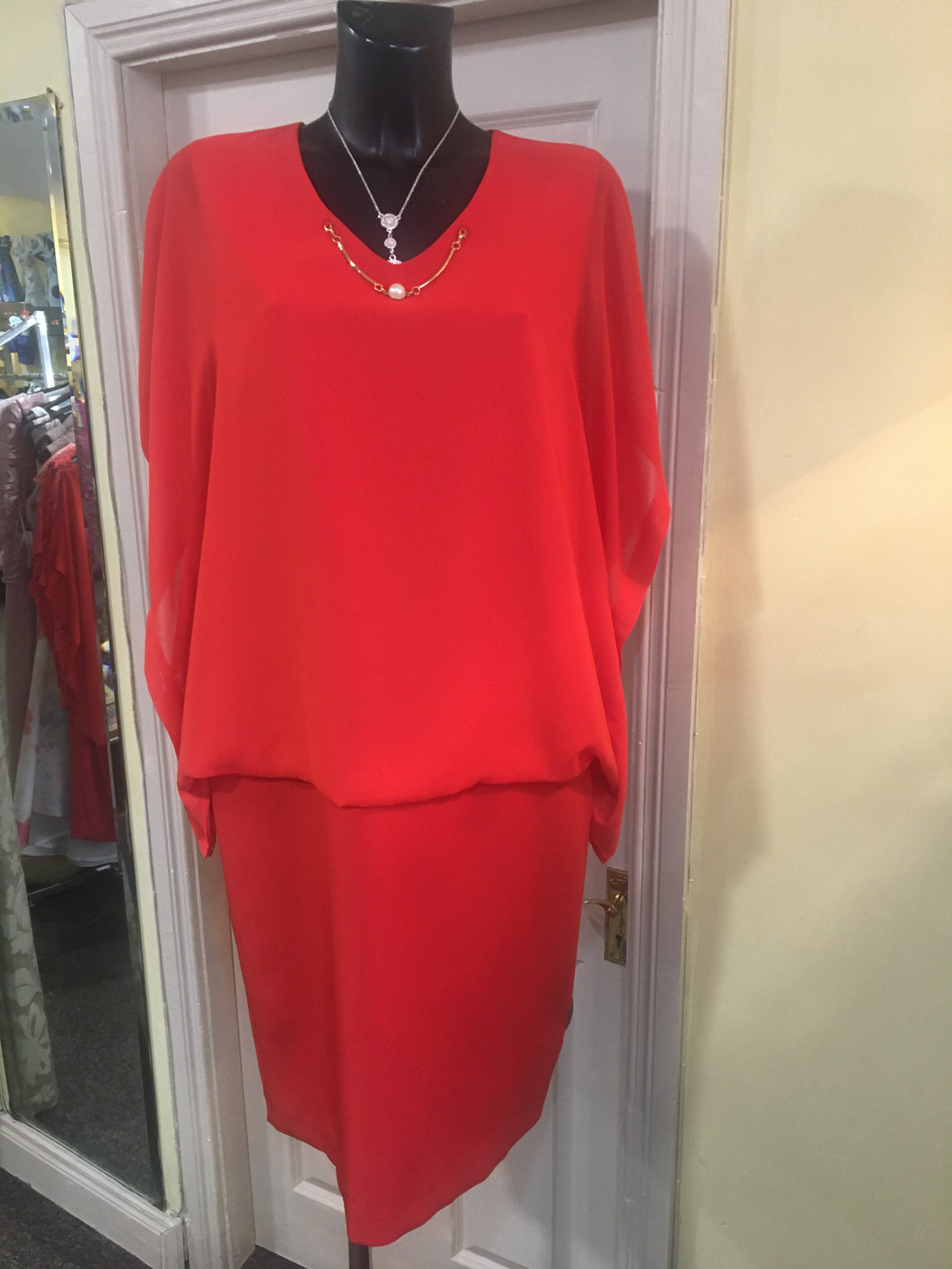 Avalon Batwing Coral/Red Dress
