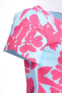 22133- Kate Cooper Floral Print Dress w/ short sleeve