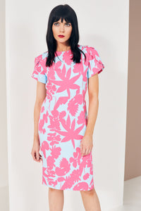 22133- Kate Cooper Floral Print Dress w/ short sleeve