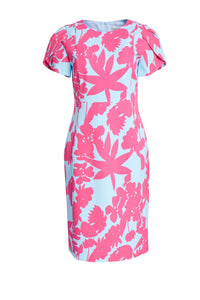 22133- Kate Cooper Floral Print Dress w/ short sleeve