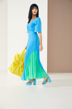 Load image into Gallery viewer, 23136-Kate Cooper Pleated Dress with Colour Panel- Ocean Blue