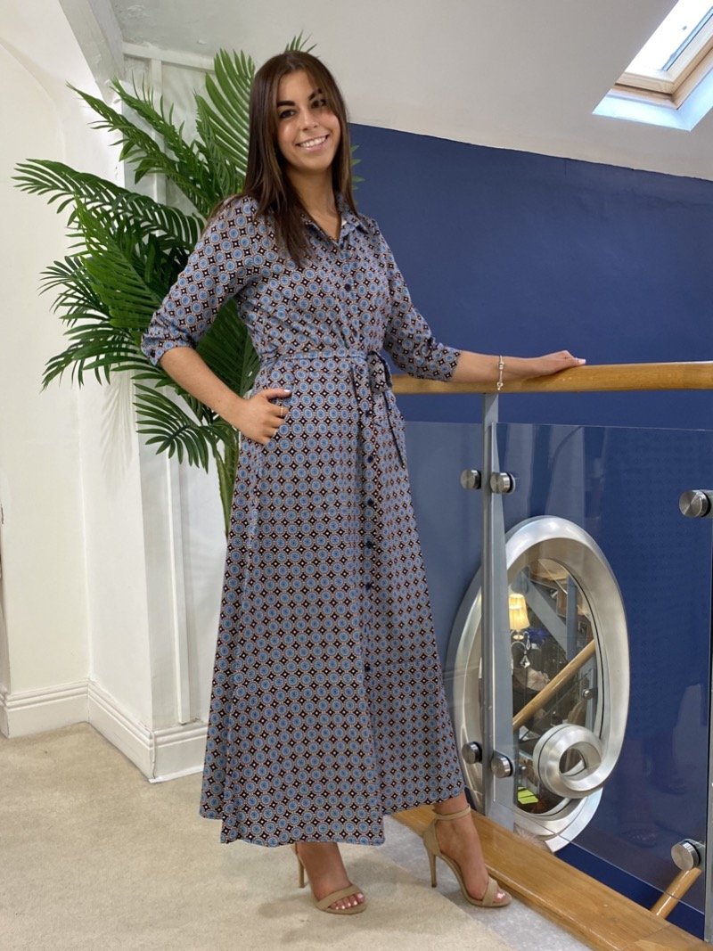 Kate & Pippa Luca Shirt Dress AW21 - Sky Geo