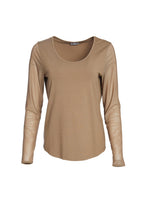 Load image into Gallery viewer, 106- Mesh Sleeve Top Taupe -Naya