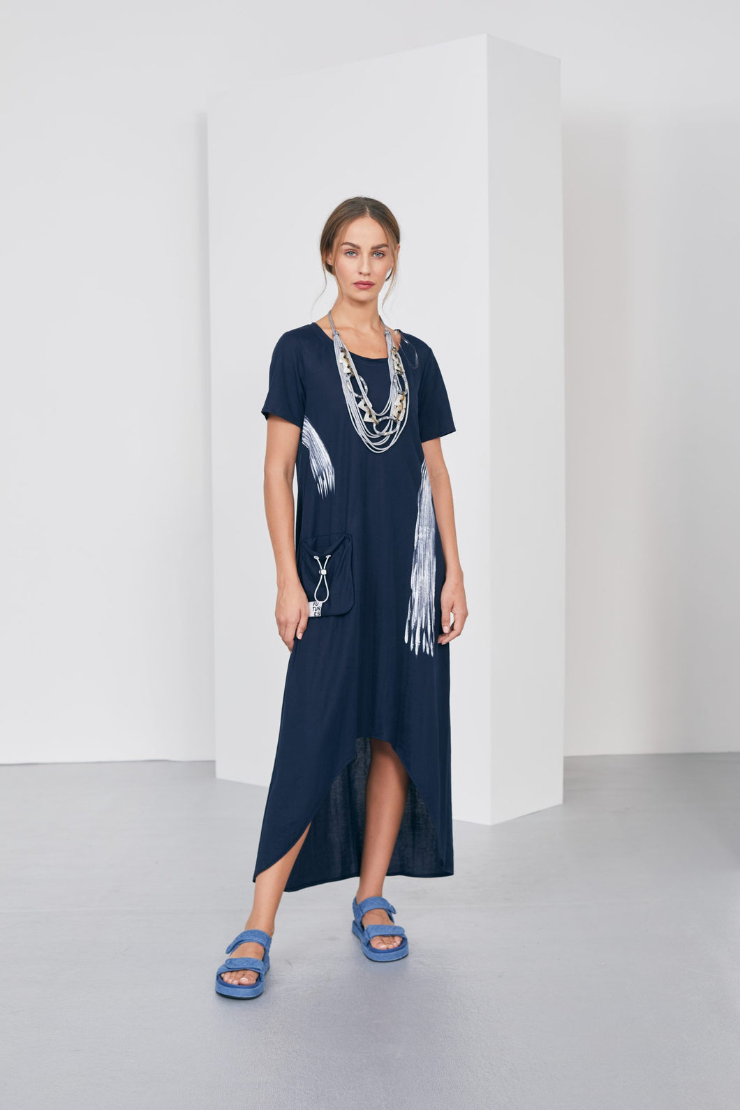 233- Dress with brush stroke Print- Naya