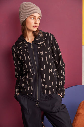 140- Print Rib jacket with Contrast Panels