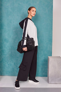 153- Hooded Knit Black & White- Naya