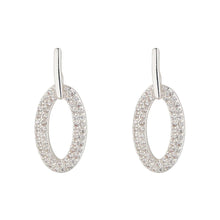 Load image into Gallery viewer, Silver Oval Drop Earrings- Knight &amp; Day Jewellery